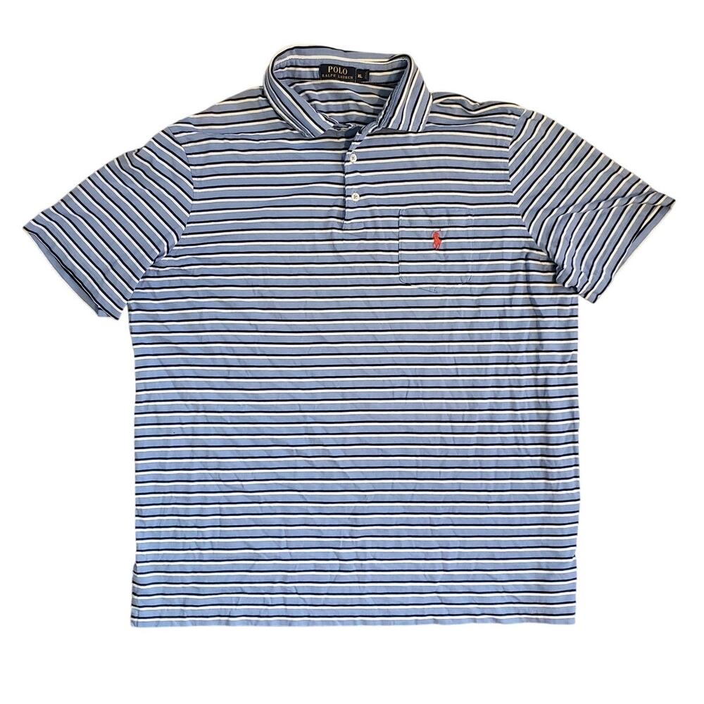 Polo Ralph Lauren Blue White Stripe Polo Shirt Men's Size XL